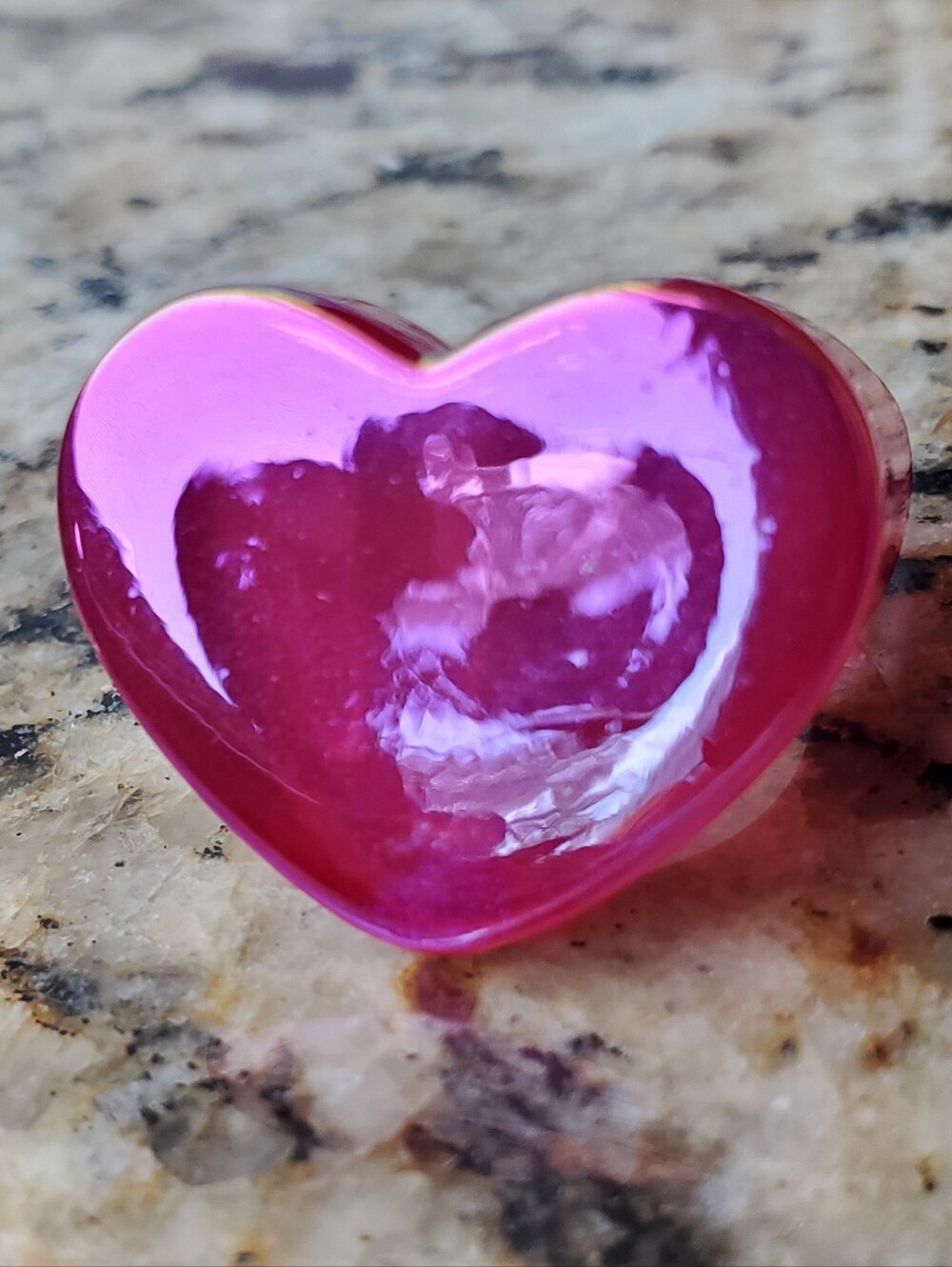 Pink Heart Iridescent Resin Ring - Picture 2 of 5